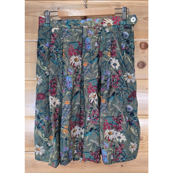 Vintage Geiger Pleated Floral Skirt Light-Weight Wool UK 42 US 12 - Picture 1 of 11